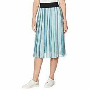 New! Brittany Humble Striped Pleaded Skirt- Blue Combo- XXS